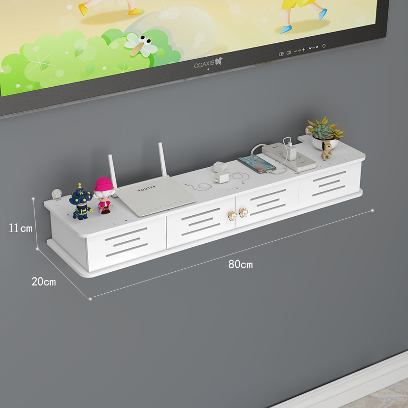 WiFi TV montado en la pared Set-Top Box router de almacenamiento en rack de almacenamiento de perforación libre soporte de soporte