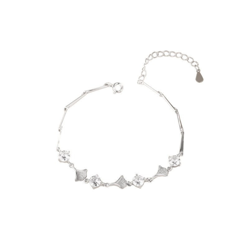 Ginkgo hoja de pulsera de plata esterlina de las mujeres Luz de lujo nicho diseño exquisito alto sentido sansheng albaricoque pulsera 2023 nuevo