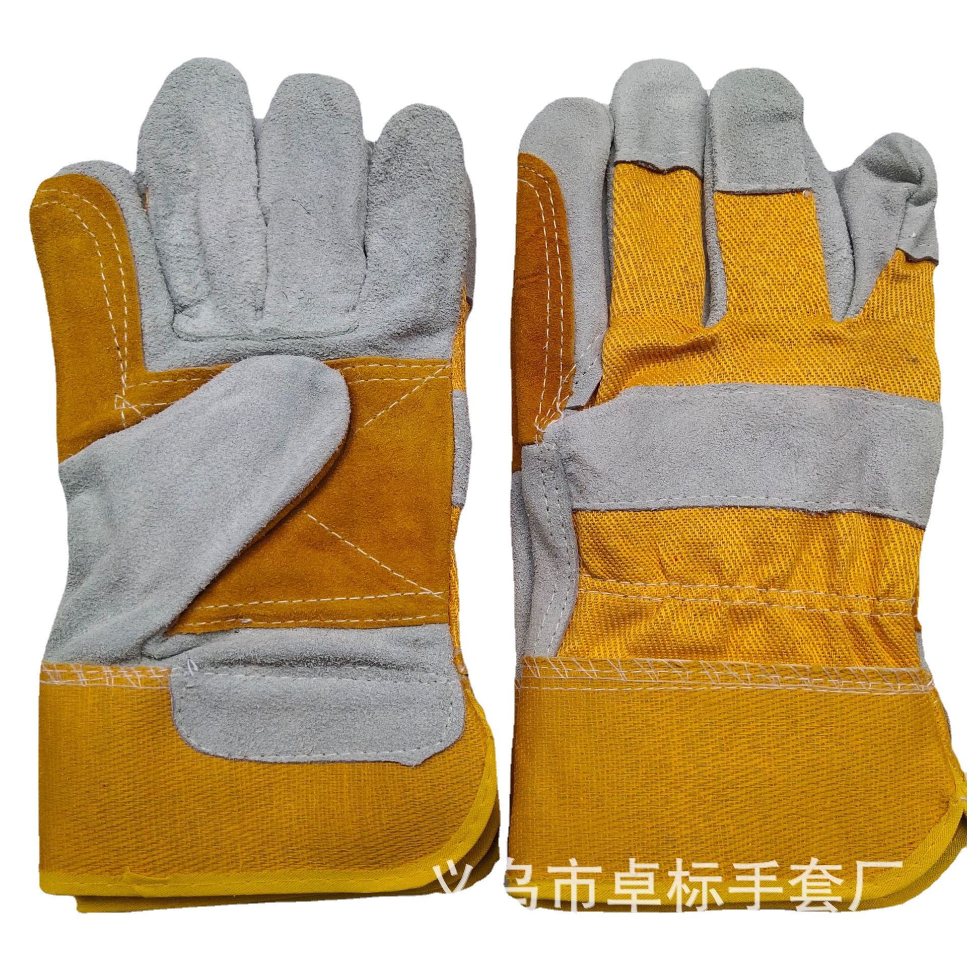 二层加托牛皮手套耐磨耐高温焊工工作手套批发
