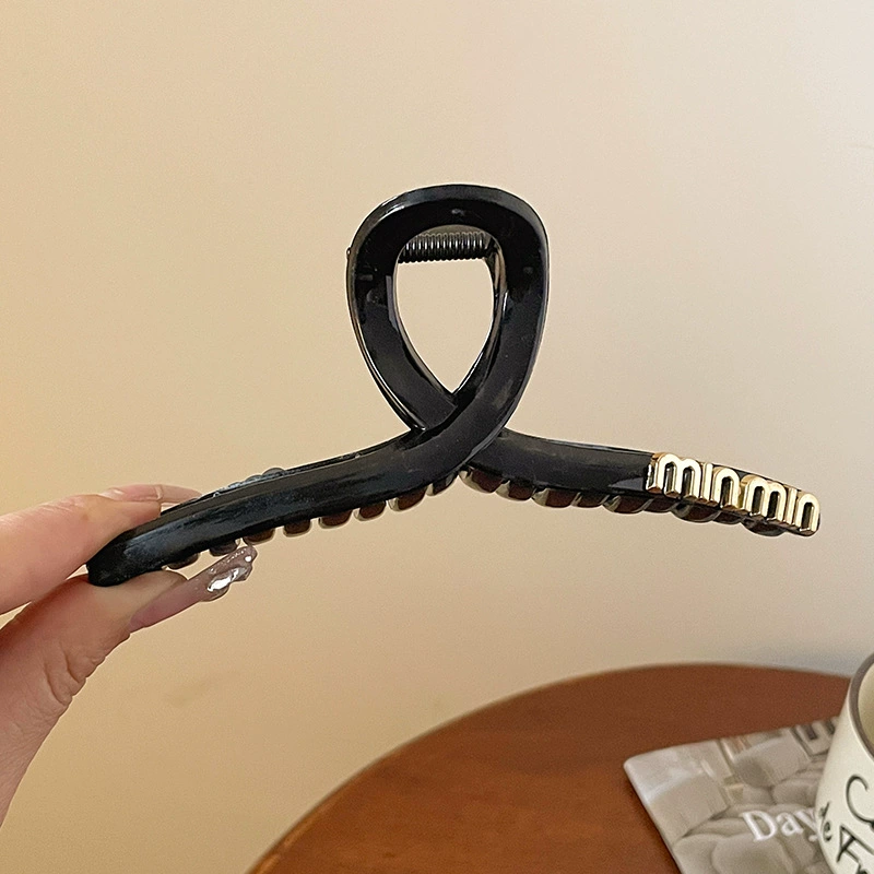 Крабья заколка для волос (hairgrip) акриловая большая булавка, жемчужные вставки, корейский стиль, лёгкая