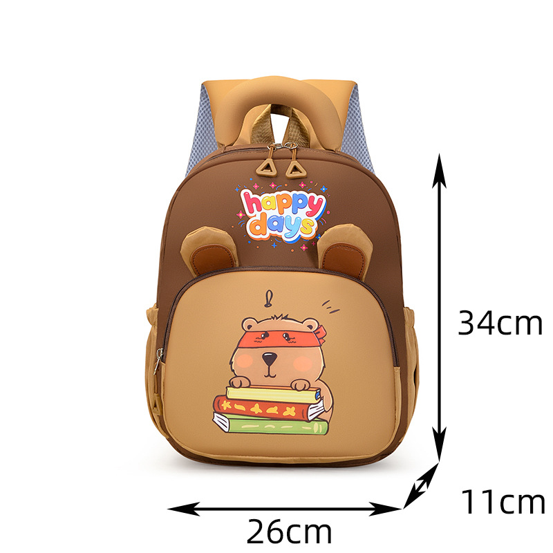 Transfronterizo nueva mochila de niñas Capibara mochila de niños 3 - 6 años de edad 5 gran capacidad mochila de jardín de infantes para niños