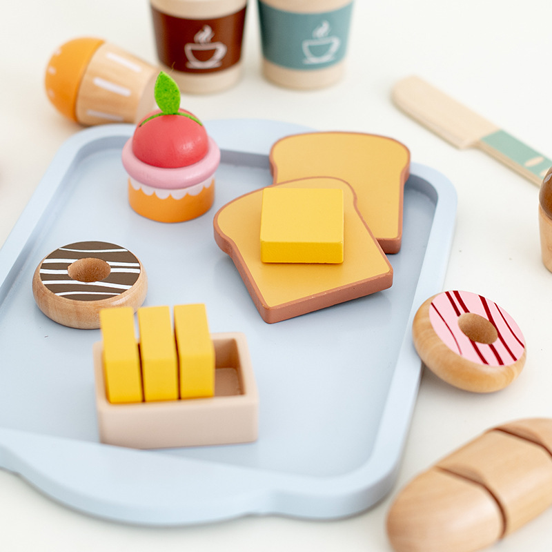 Juegos de cocina de juegos de simulación para niños Breakfast Breakfast Milk Juegos de rol para bebés Juguetes de madera transfronterizos image 3