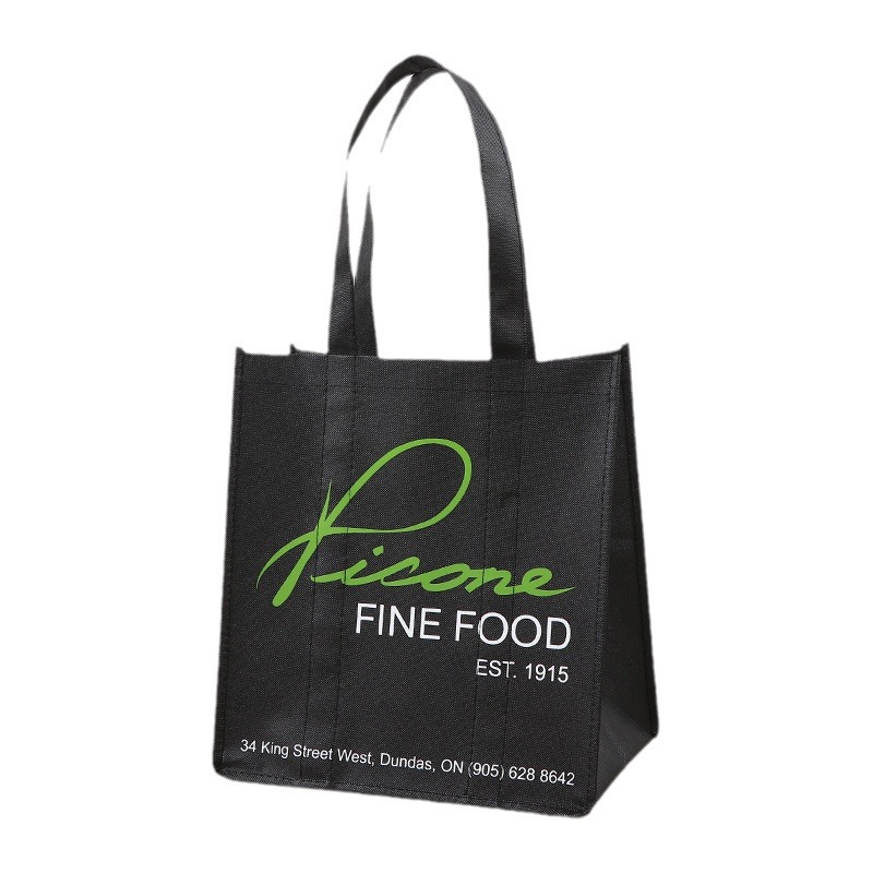 Bolsas de mano no tejidas negras supermercado general bolsas de compras de alimentos cosidas al por mayor bolsas de mano no tejidas tridimensionales