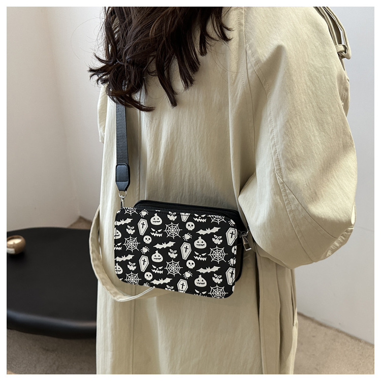 222g Weight Polyester Lining Material Zipper Closure Type Single Shoulder Strap Strap Type Shoulder Bag, Crossbody Bag Bags Type Daily Occasion Pu Leather Material Halloween Festival Skull Pattern All Seasons Season Women's Gender Streetwear Style Square Shape Medium Size Halloween Women's Medium Pu Leather Skull Streetwear Square Zipper Shoulder Bag Crossbody Bag 3