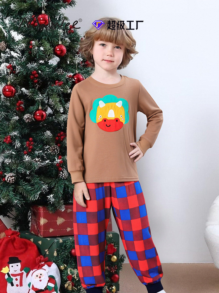 Malwee transfronterizo juego de niños otoño y invierno nuevo estilo europeo y americano para niños de mediana edad Navidad guapo juego de niños otoño de dos piezas
