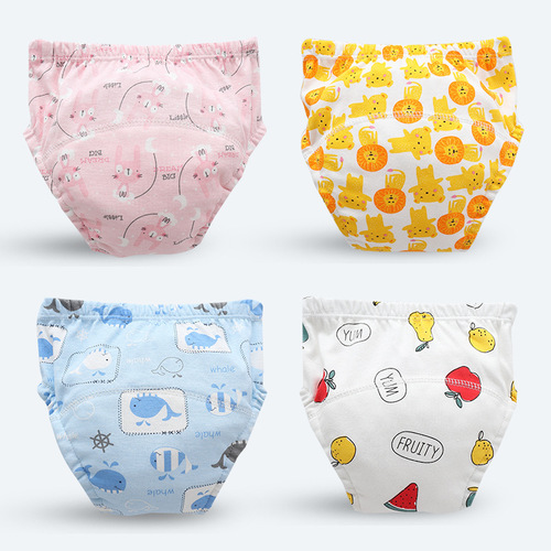 Baby and Toddler Training Pants Washable Eco-Cotton Pull-Ups Learning Pants Breathable Diaper Pouch for Children