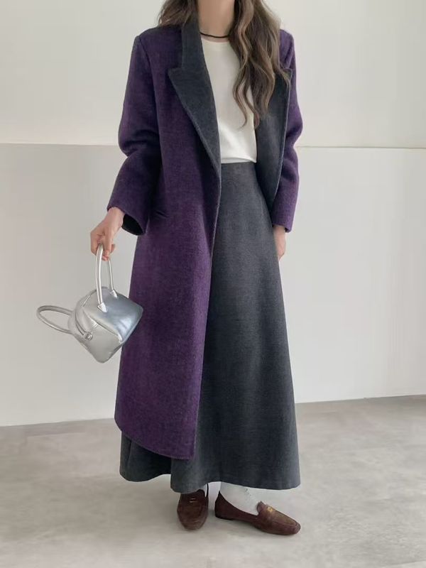 双面羊毛大衣女秋冬收腰新长款减龄浴袍赫本风气质毛呢系带收腰|undefined