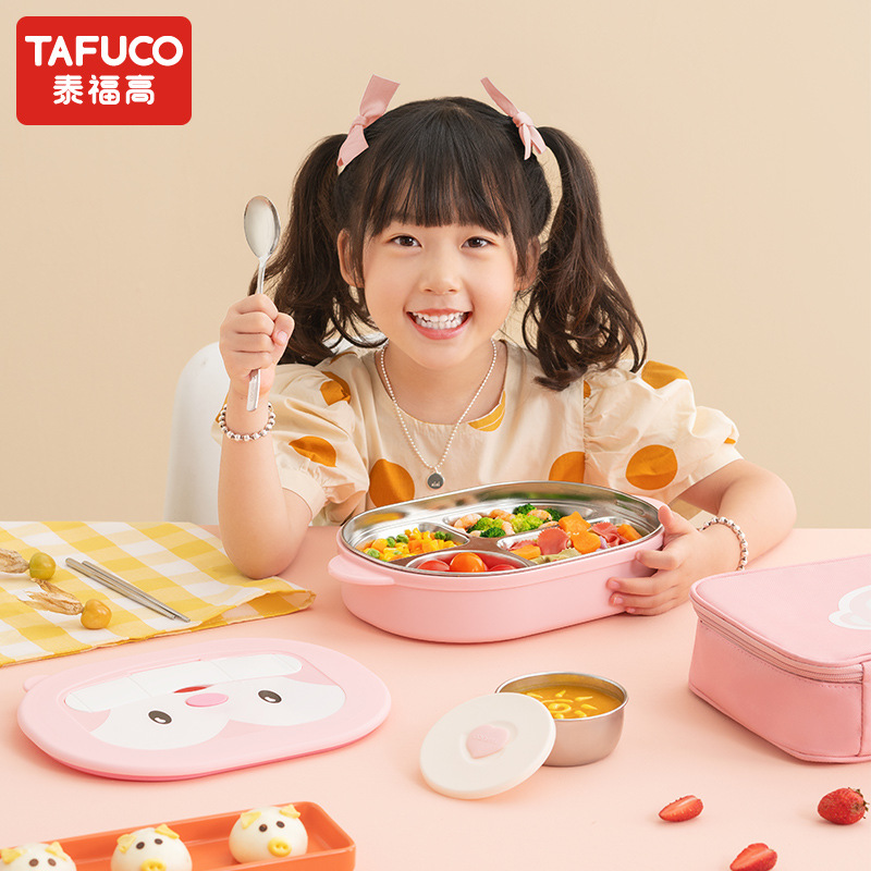 Japanese Taifu Gao Children's Stainless Steel Lunch Box Office Worker Pokémon Pikachu Lunch Box Divided Student Bento Box