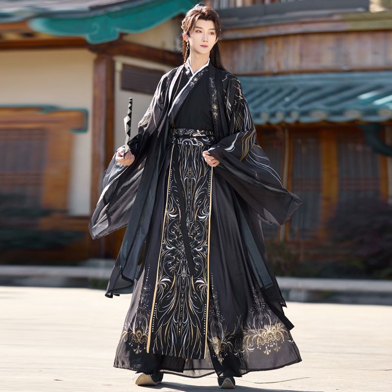Hanfu Men's Chinese Style Original 2026 New Model Ancient Costume Fairy Tale Dark Cool Style Robe Unisex Cross-Collar Wide-Sleeve Shirt Hanfu Men's Chinese Style Original 2026 New Model Ancient Costume Fairy Tale Dark Cool Style Robe Unisex Cross-Collar Wide-Sleeve Shirt