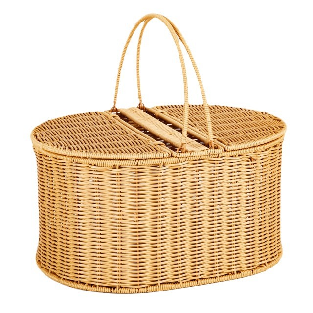 Portátil cesta de picnic supermercado cesta de la compra de ratán-como al aire libre de picnic cesta de almacenamiento hogar cesta de verduras fruta cesta de pan