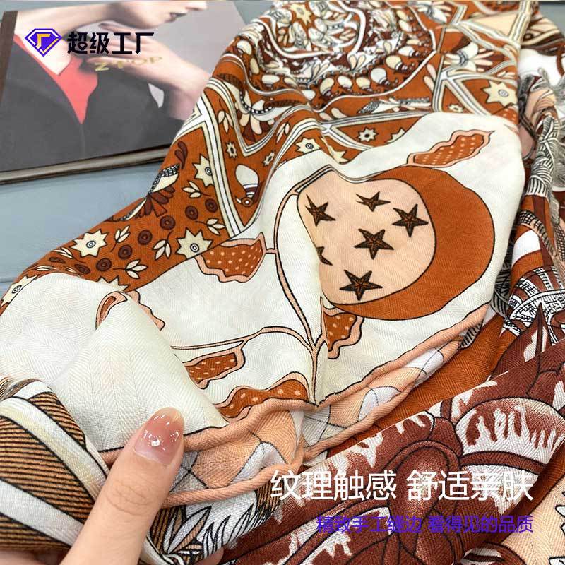 En stock Bufanda de mujer Primavera y otoño Nueva gama alta impresa decorativa bufanda cuadrada grande elegante curling desgaste exterior bufanda caliente chal