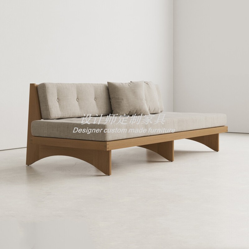 Nordic minimalist modern homestay club solid wood armless sofa for coffee shop, restaurant, leisure double-seater booth