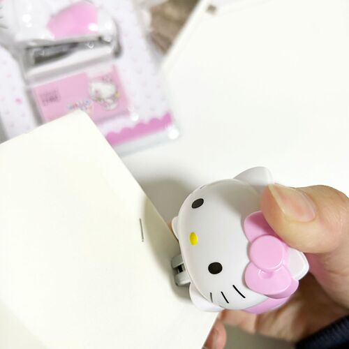 Stapler pink girly heart cartoon KT cat mini stapler student test paper binding machine set wholesale