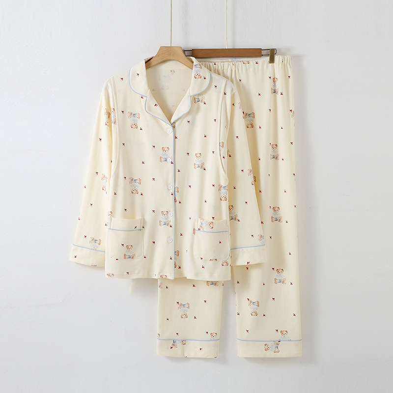 Wholesale Class A monthly clothing cardigan long sleeve cotton lactating pregnant women postpartum nursing spring and autumn late pregnancy feeding suit