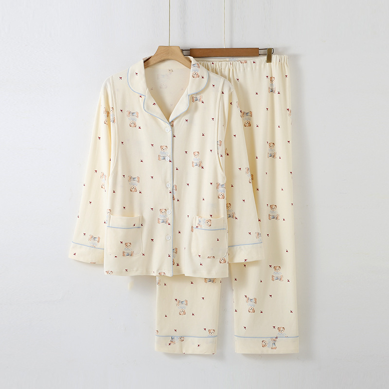 Wholesale Class A monthly clothing cardigan long sleeve cotton lactating pregnant women postpartum nursing spring and autumn late pregnancy feeding suit Wholesale Class A monthly clothing cardigan long sleeve cotton lactating pregnant women postpartum nursing spring and autumn late pregnancy feeding suit