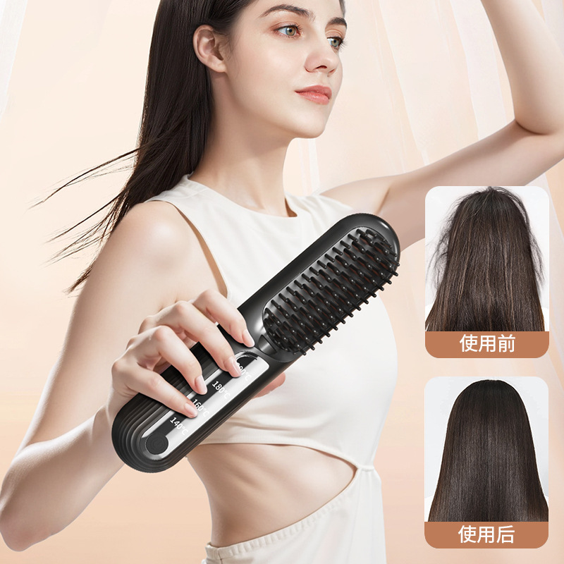 厳選されたワイヤレスヘアストレートニングコーム、マイナスイオンヘアアイロン、ミニポータブルスタイリングヘアアイロン、ヘアエクステンション用スプリントコーム|undefined