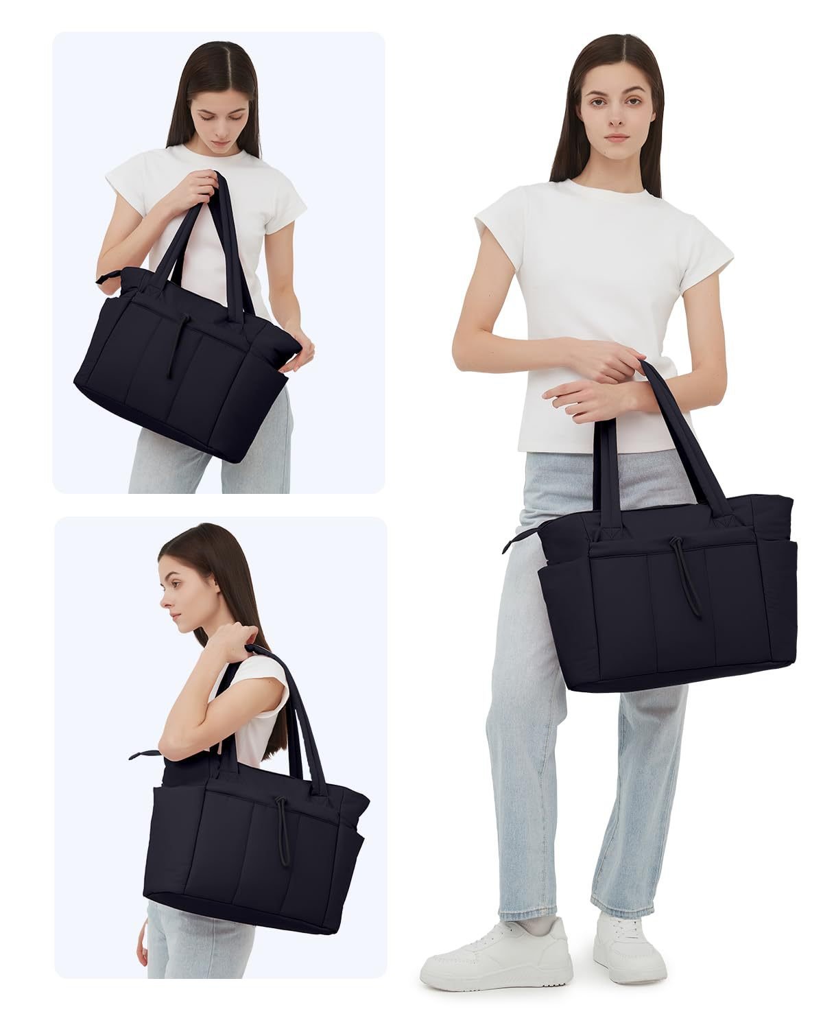 Stok Yeni Model Kapitoneli Tote Çanta Büyük Kapasiteli Kadın Çok Bölmeli Notebook Bilgisayar Çantası Kadın El Çantası Omuz Çantası