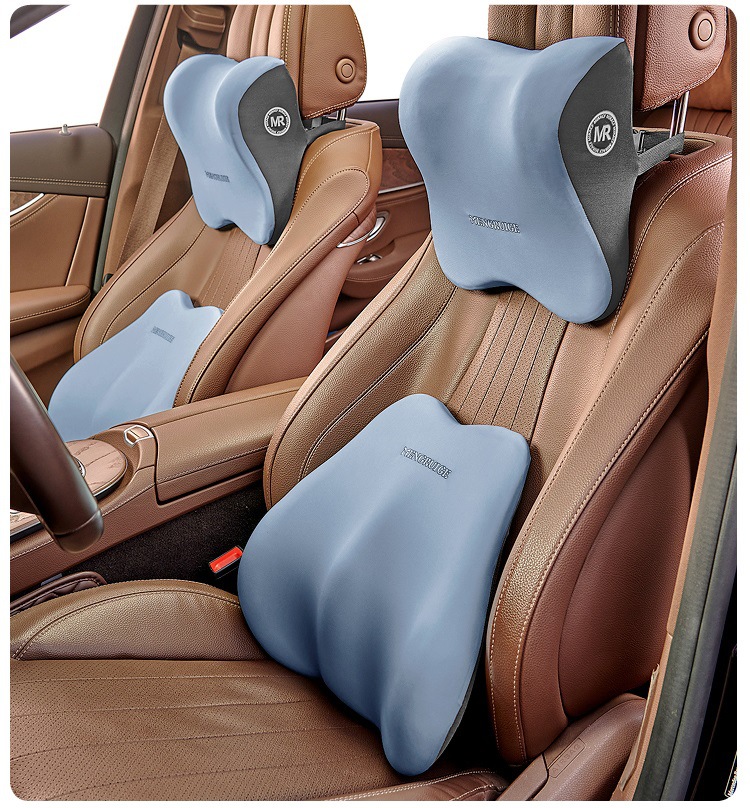 Memory foam rebound car headrest waist pillow breathable car pillow car seat waist back cushion set wholesale