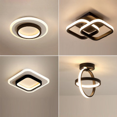 奧博跨境專供北歐吸頂燈黑色過道玄關臥室亞克力照明燈過道燈LED