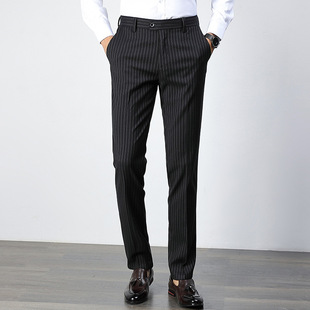Men's Fashion Casual Vertical Stripe Business Pants 2025 Trendy New Slim-Fit Small Foot Professional Pants Casual Pants
