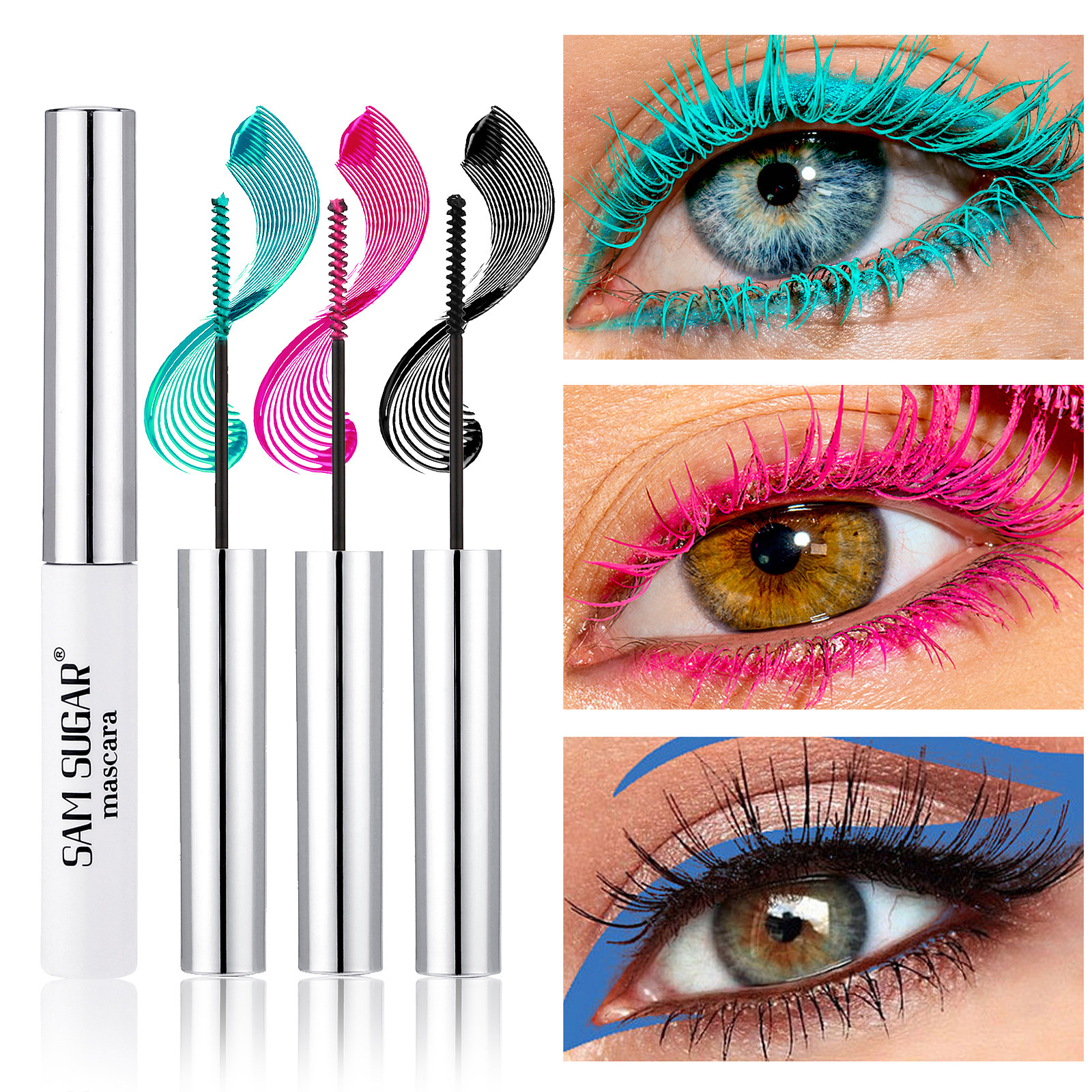 Sam Sugar12 Colorful Mascara, Thick and Curling, Long-Lasting and Not Easy to Fall Off, Halloween Day Stage Makeup Cross-Border