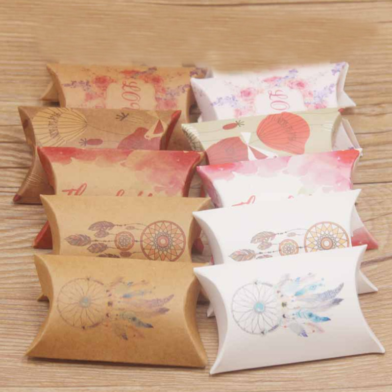 精美枕头盒300g材料首饰收纳纸盒白色/牛皮印刷多图可选8x5.5x2cm