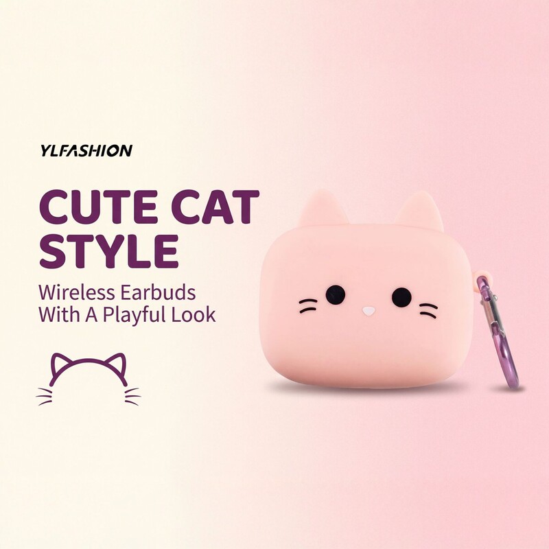 Cute cat Bluetooth earphones 5.4 in-ear wireless TWS with a hook design, portable, suitable for students and girls, with a stylish appearance