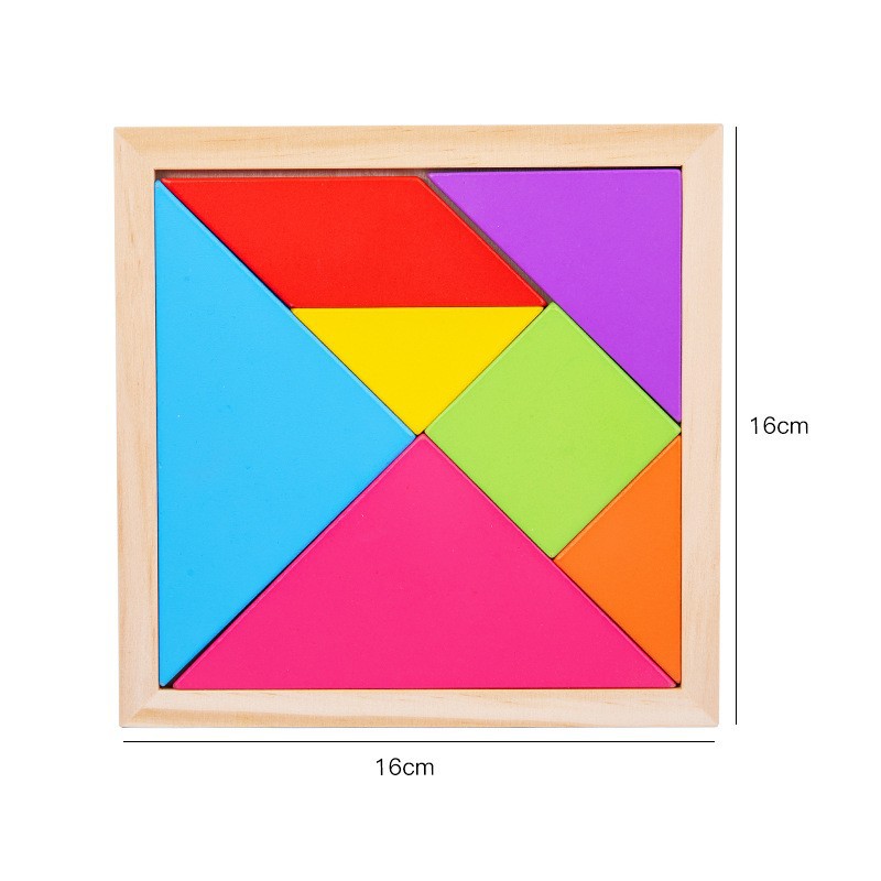 Trompeta de madera para niños de 11.6CM, tangram de madera con formas de colores, bloques de construcción cognitivos para la educación temprana, juguete intelectual, juguete educativo