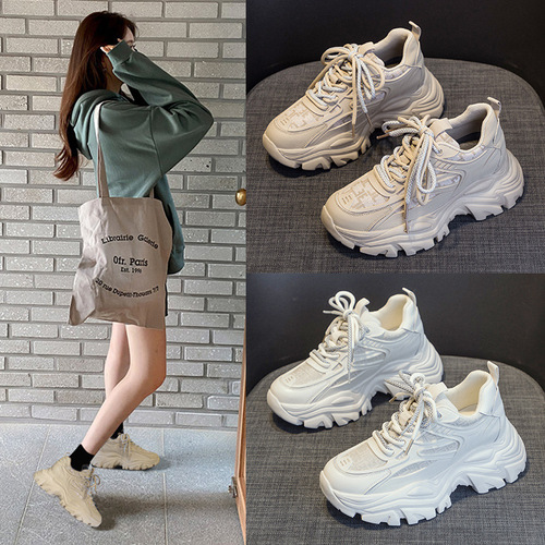 Casual women's shoes  spring and summer new ins super popular dad shoes thick sole inner heightening versatile sports shoes for women