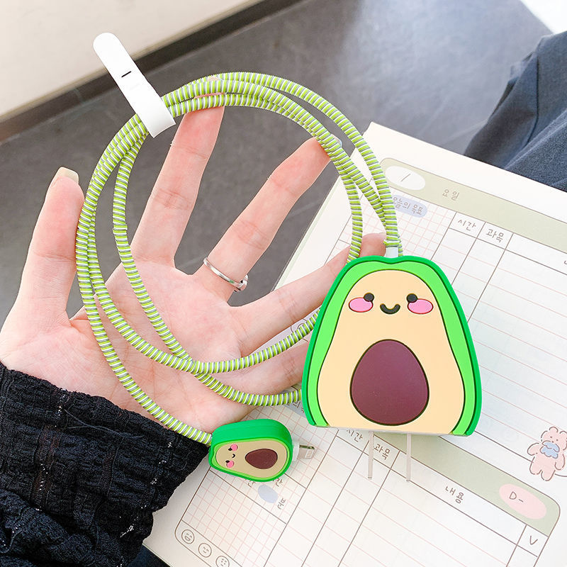 Nuevo cable de datos de dibujos animados cubierta protectora adecuado para Apple carga rápida cabeza 18/20W carga cabeza cubierta protectora Winder