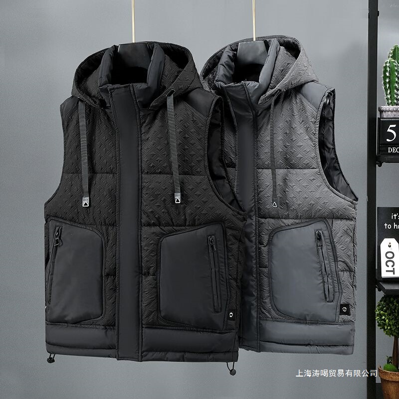 New Men's Vest for Winter and Autumn, Thickened and Warm, Suitable for Outdoor Wear, Casual Trendy down Cotton Jacket