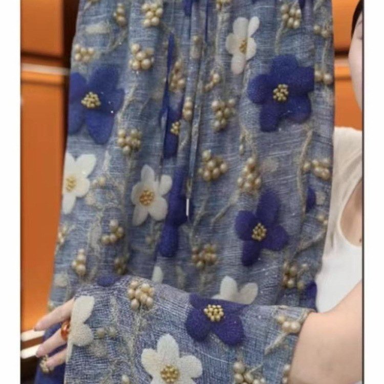 Dropshipping Popular Live Broadcast 2025 Summer New Fashion Casual Versatile Mom Style Elastic Waist Straight Pants for Women