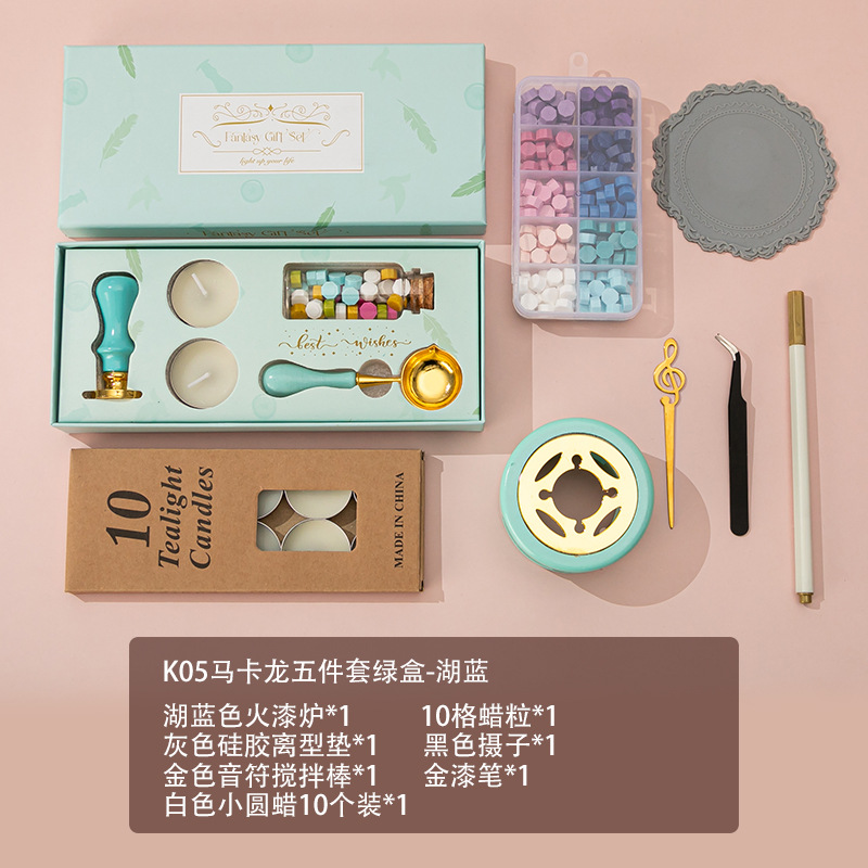 Nuevo macaron fuego pintura cera grano horno sello mano cuenta Día de San Valentín cumpleaños regalo fuego pintura sello conjunto completo al por mayor