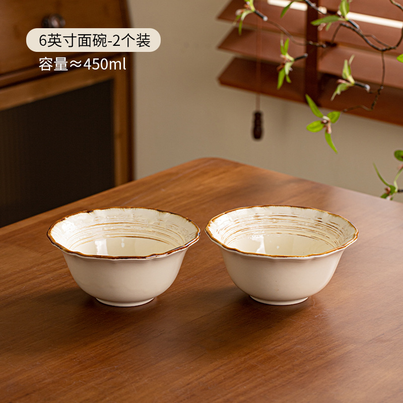 horno retro platos de arroz de cerámica de fideos de cerámica set de platos creativos Jingdezhen