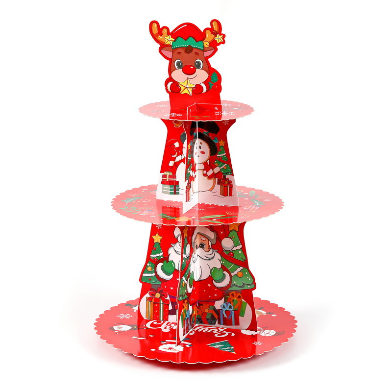 Decoraciones de Navidad Decoraciones de postres Fiesta festiva PART Tapas Exposición de pasteles de papel multicapa