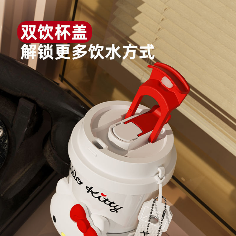 HelloKitty termo femenino 2024 nuevo regalo de cumpleaños de alto valor Sanrio pajita taza de café taza de agua