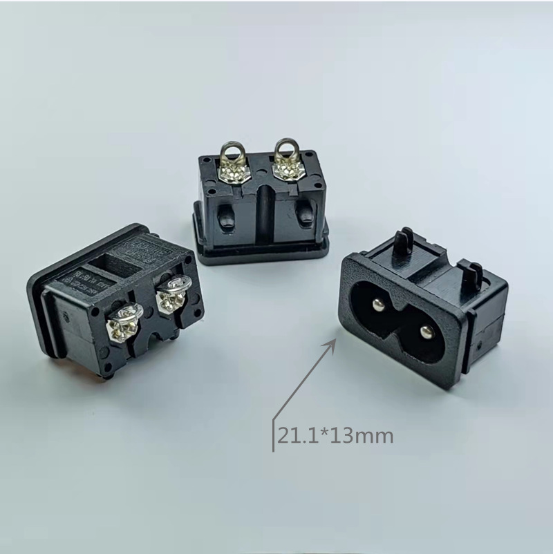 AC电源插座AC-003AAY充电插座带安装卡槽全铜耐温插座小型AC座