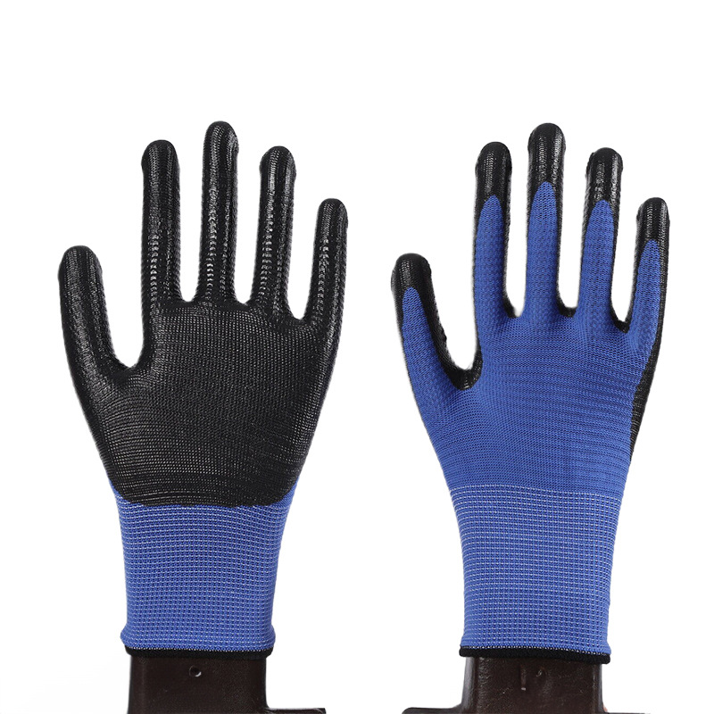 13 guantes de protección laboral de nitrilo de aguja, comercio exterior grande, personalizados, transpirables, cómodos y resistentes al desgaste, guantes de protección laboral de fábrica al por mayor