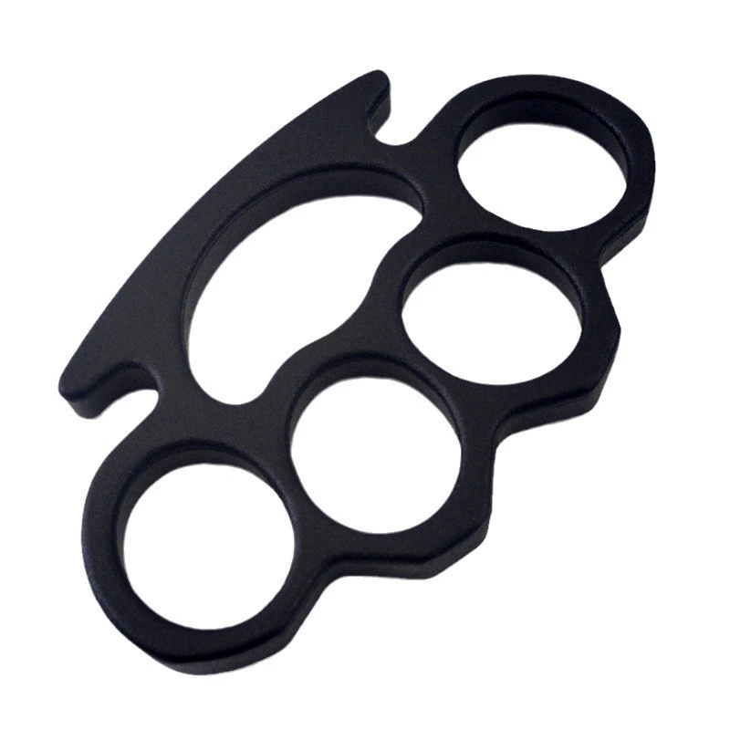 Four-Finger Knuckle Duster Self-Defense Ring, Thickened Iron/Aluminum, Paracord 55–70 cm