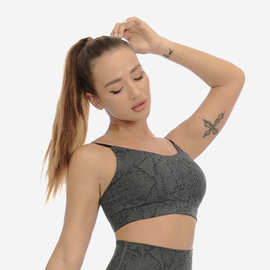 欧美美背裸感运动内衣 女瑜伽服吊带文胸 弹性紧身衣健身裹胸上衣