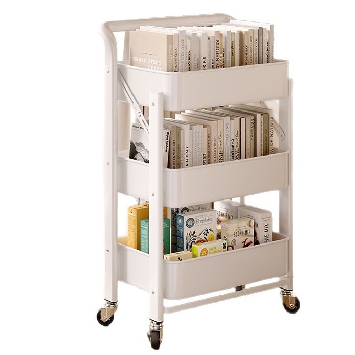 Estante de libros debajo de la mesa, estante de almacenamiento móvil, carro de rueda, estante de almacenamiento multicapa para libros de escuela secundaria y secundaria