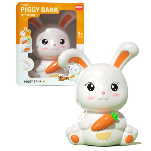 Little Rabbit Piggy Bank Toy Little White Rabbit Piggy Bank Kindergarten Prize Gift Color Box Can be Deposited and Retrieved for Girls