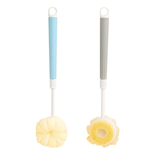 Retractable long handle two-in-one bath and back rub artifact long handle soft bristle bath ball brush double-sided powerful back rub bath brush