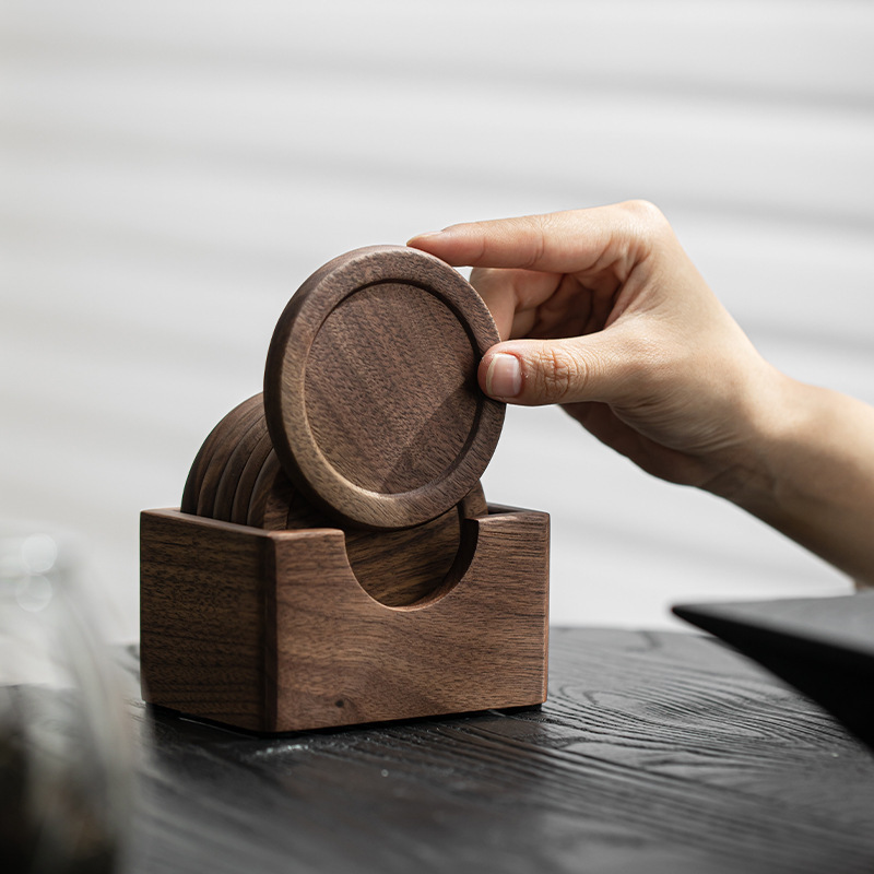 Cruz-frontera winjiang nogal té bandeja posavasos vidrio taza de café aislamiento almohadilla resistente al calor anti-escaldado de madera sólida base de la estera de té