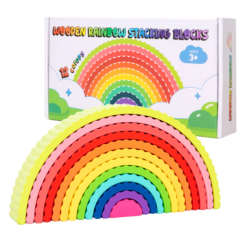 Ins arco iris grandes bloques ensamblados libremente jardín de infantes nuevos juguetes de puzzle para niños DIY adornos creativos de madera
