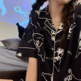 冰丝睡衣女夏季2023年新款夏天韩版可外穿短袖短裤薄款家居服套装