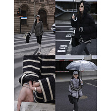 张贝贝ibell日系撞色条纹针织衫冬毛呢长袖上衣秋冬内搭#2541J