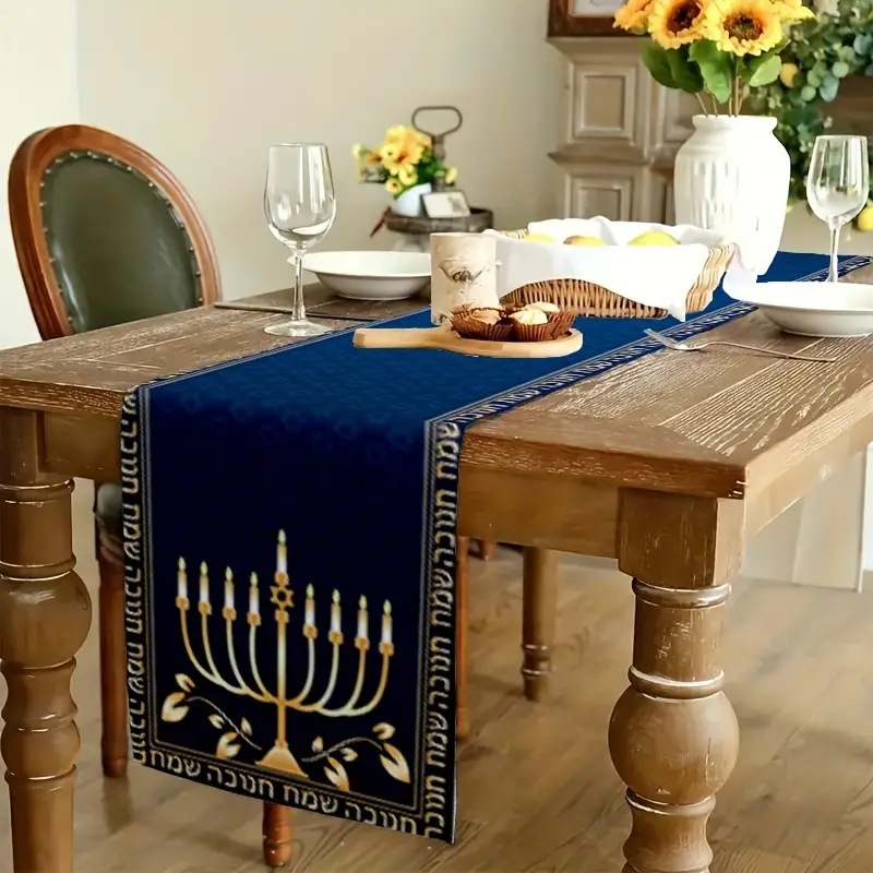 Transfronterizo nuevo Hanukkah camino de mesa de lino impreso mantel hogar Decoración sofá fiesta Festival atmósfera Decoración