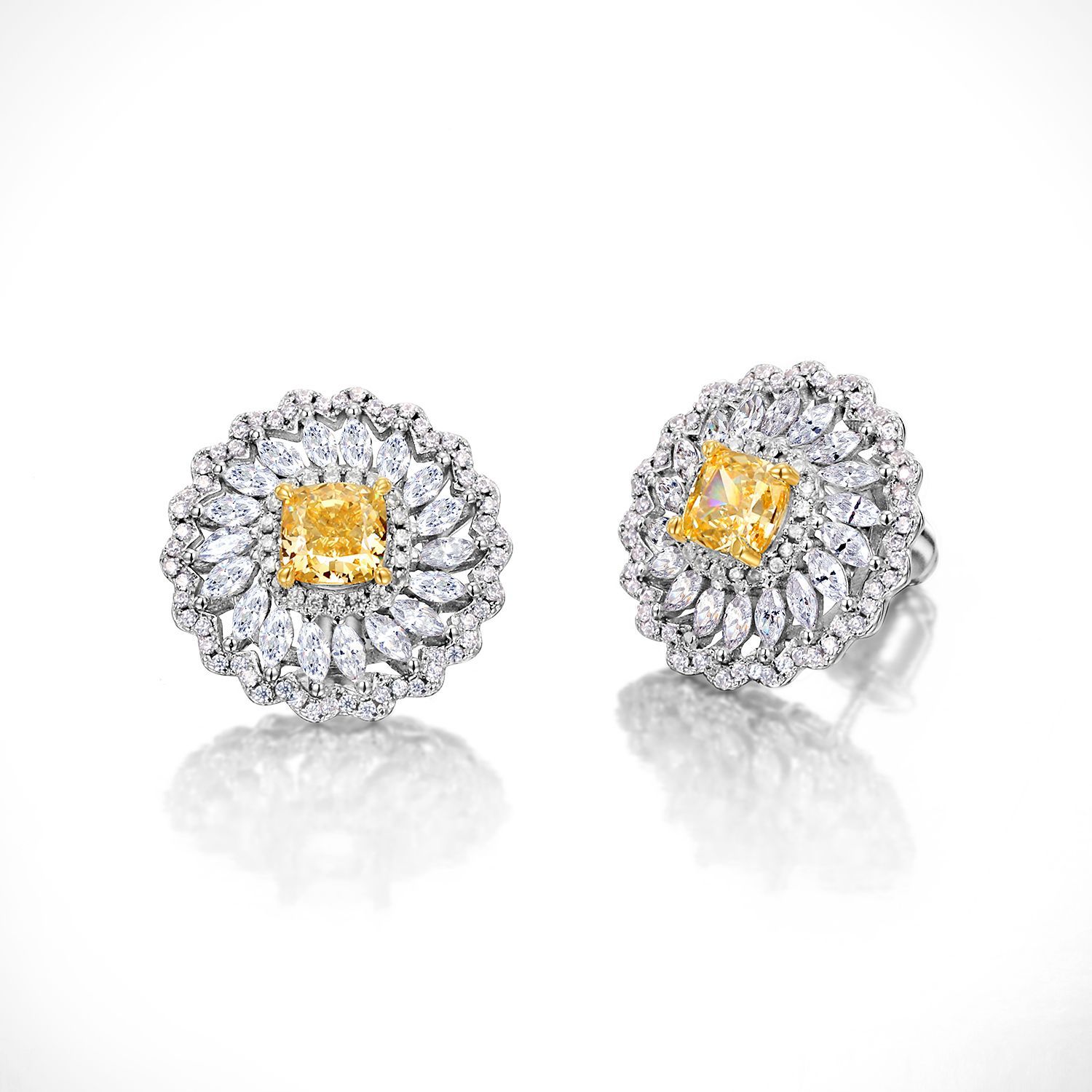 Wilsheng joyería Margarita de alto carbono pendientes de diamantes S925 plata diamante incrustado dulce fresco elegante pendientes de las mujeres del todo-fósforo