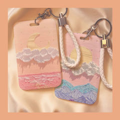 Oil painting sun moon meal card case student campus card bus subway water card access card work credentials holder